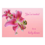 Pink Lily Baby Shower Floral Invitation