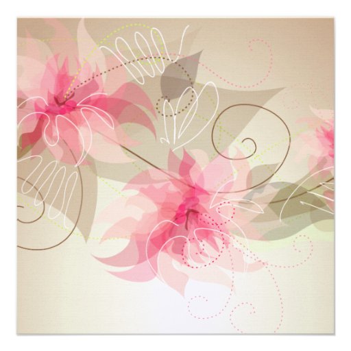 Pink Lily Floral Invitations
