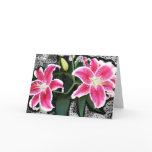 Pink Lily Flowers Greeting Cards cards