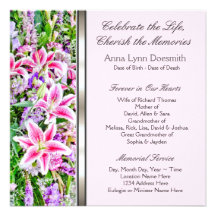 Pink Lily Funeral Announcements