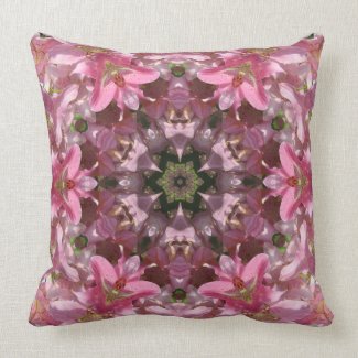 Pink Lily Fusion Kaleidoscope Throw Pillow