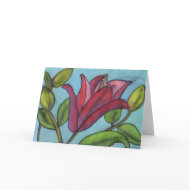 Pink Lily Greetings Card card