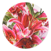 Pink Lily Wedding Envelope Seal Sticker by michelleys Pink Lily Wedding Envelope Seal Sticker