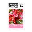 Pink Lily Wedding Save the Date Postage Stamps by michelleys Pink Lily Wedding Save the Date Postage Stamps