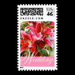 Pink Lily Wedding Save the Date Postage Stamps