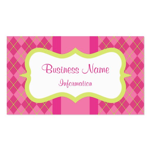 Pink Lime Argyle Business Card