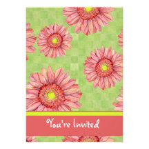 Pink & Lime Gerbera Daisies Daisy Flower Floral Personalized Invitation