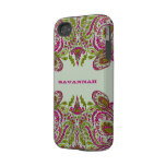 Pink & Lime Green Personalized Damask iPhone Cover Iphone 4 Tough Covers