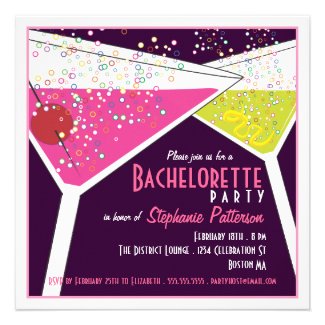 Pink & Lime Martini Bachelorette Party Invitation