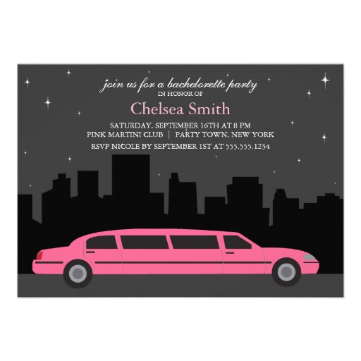 Pink Limousine Bachelorette Party Invitations