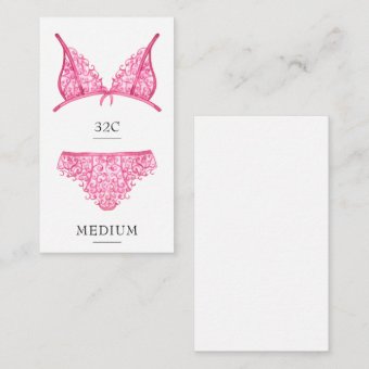 Pink Lingerie Size Insert Card Zazzle