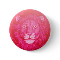 Pink Lion Portrait Button Badge by we_the_animals Pink Lion Portrait Button Badge