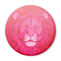 Pink Lion Portrait Magnet magnets