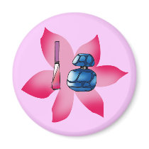 Pink lip gloss and a blue perfume magnets by jsoh Pink lip gloss and a blue perfume magnets