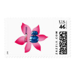 Pink lip gloss and a blue perfume postage