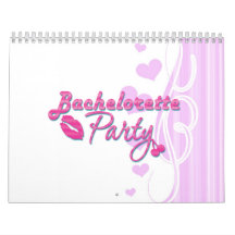 pink lips cherries bachelorette party bridal wall calendars