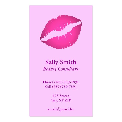 Pink Lips Profile Card Business Card Template (front side)