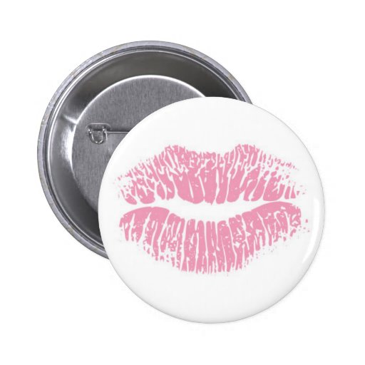 Pink Lipstick Kiss Mark Button Zazzle