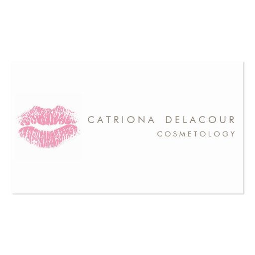 Pink Lipstick Kiss Mark Cosmetology Business Card (front side)