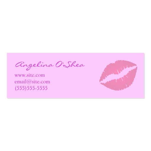 Pink Lipstick Skinny Business Card (front side)
