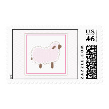 Pink Little Lamb Postage Stamp