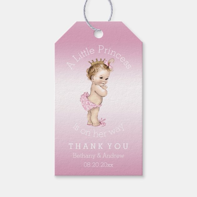 Pink Little Princess Baby Shower Personalized Pack Of Gift Tags 1/3