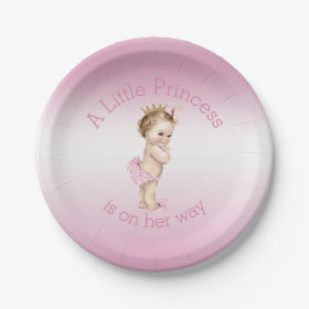 Pink Little Princess Baby Shower 7 Inch Paper Plate