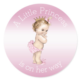 Pink Little Princess Baby Shower Classic Round Sticker