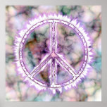 Pink Live Electric Energy Peace Sign Poster Print