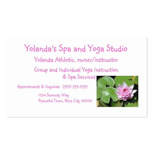 Pink Lotus Blossom and Green LilyPads,Customizable Business Card Template (back side)