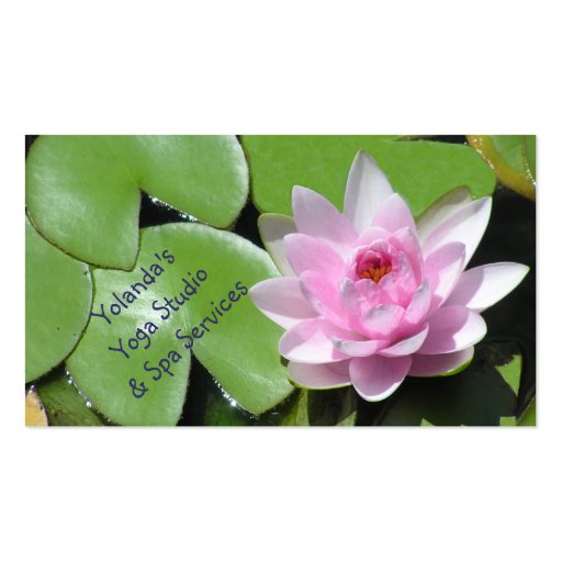 Pink Lotus Blossom and Green LilyPads,Customizable Business Card Template (front side)