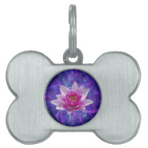 Pink lotus flower and meaning pet tag