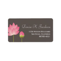 Pink lotus flower blossom gray return address personalized address labels