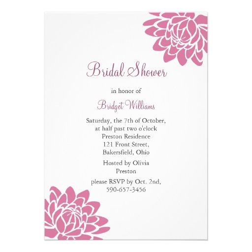 Pink Lotus Flower Bridal Shower (white) Custom Invites