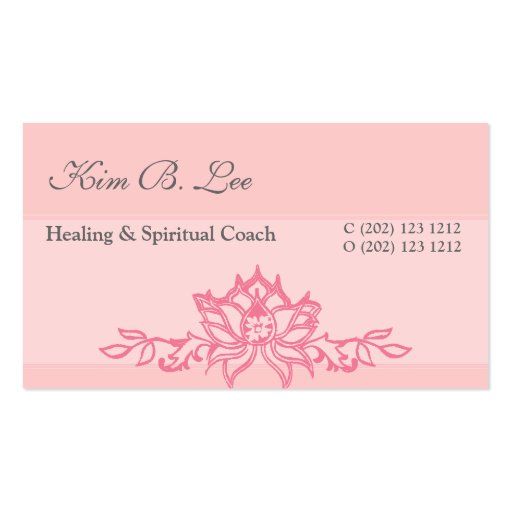 Pink Lotus Flower Business Card (front side)