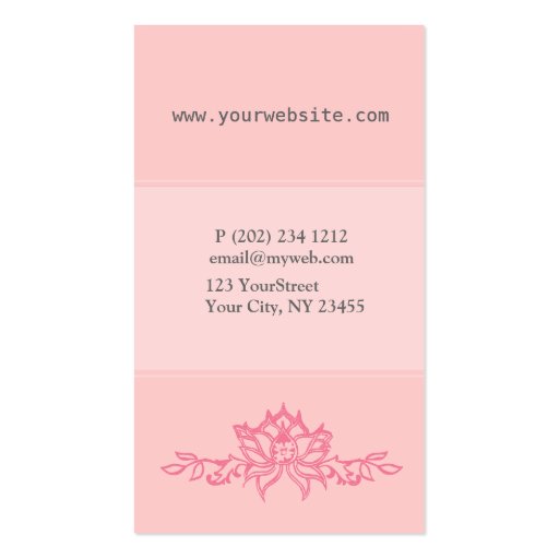 Pink Lotus Flower Business Card (back side)