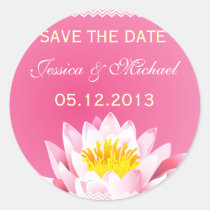 Pink Lotus Flower Save the Date Sticker