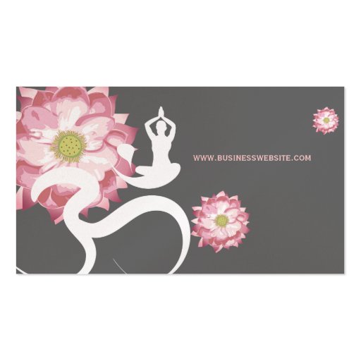Pink Lotus Flower Spiritual Yoga Om Logo Symbol Business Card (back side)