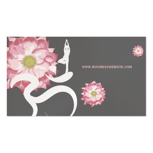 Pink Lotus Flower Spiritual Yoga Om Logo Symbol Business Cards (back side)