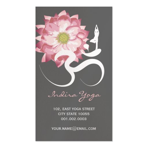 Pink Lotus Flower Spiritual Yoga Om Logo Symbol Business Cards (front side)
