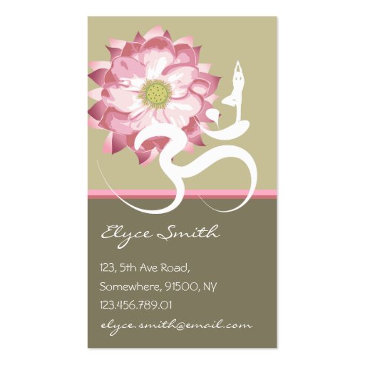Pink Lotus Flower Yoga Om Zen Asian Profile Card Business Card Template