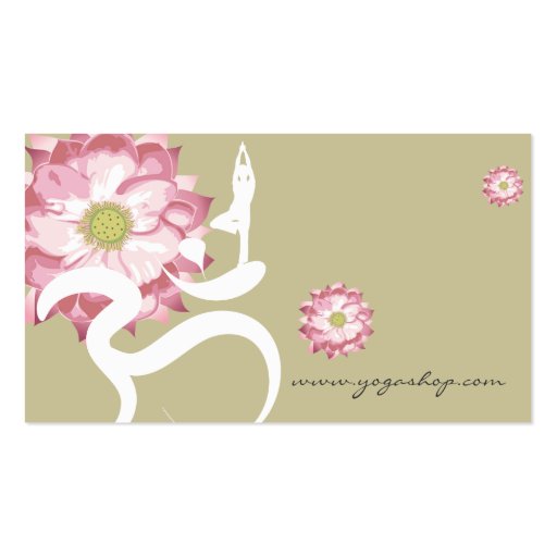 Pink Lotus Flower Yoga Om Zen Asian Profile Card Business Card Template (back side)