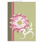 Pink Lotus Flower Yoga White Om Symbol Zen Card