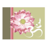 Pink Lotus Flower Yoga White Om Symbol Zen Post Card