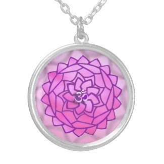 Pink Lotus Mandala Om Pendant Necklace