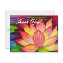 Pink Lotus Water Lily Flower Thank You - Multi invitations
