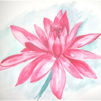 pink lotus watercolor painting sticker