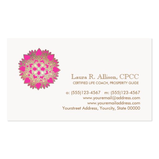 Pink Lotus Wellness and Healing Arts Business Card (front side)
