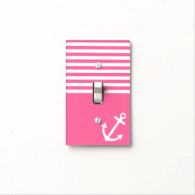 Pink Love Anchor Nautical Light Switch Cover