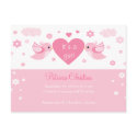 Pink Love Birds Baby Birth Announcement postcard